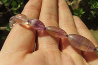 Polished Rainbow Fluorite Rice Shaped Beaded Necklace - Sold Per Item - From Namibia