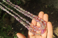 Polished Rainbow Fluorite Rice Shaped Beaded Necklace - Sold Per Item - From Namibia