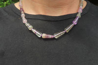 Polished Rainbow Fluorite Teardrop Beaded Necklace - Sold Per Item - From Namibia