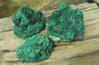 Natural Silky Malachite Specimens x 3 From Kasompe, Congo