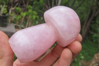 Polished Rose Quartz Mushroom Carvings x 6 From Madagascar