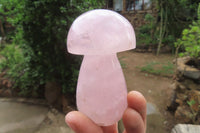 Polished Rose Quartz Mushroom Carvings x 6 From Madagascar