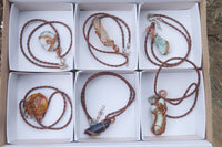 Hand Made Mixed Copper Wire Wrapped Pendants x 6 From Southern Africa