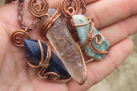 Hand Made Mixed Copper Wire Wrapped Pendants x 6 From Southern Africa