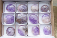 Polished Chevron Amethyst Palm Stones x 12 From Madagascar