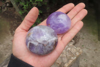 Polished Chevron Amethyst Palm Stones x 12 From Madagascar