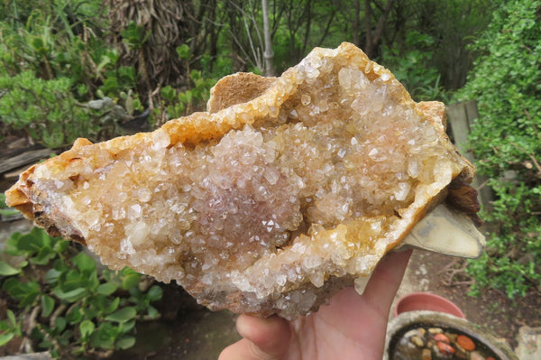 Natural Limonite Quartz Geode Specimens x 3 From Zambia