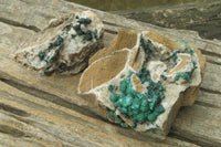 Natural Ball Malachite On Quartz Matrix Specimens x 2 From Kambove, Congo