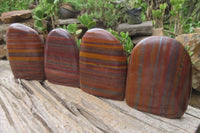 Polished Tiger Iron Jasper Standing Free Forms x 4 From South Africa