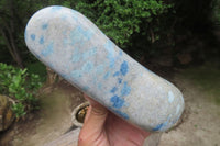 Polished Blue Spinel Spotted Quartz Standing Free Form x 1 From Madagascar