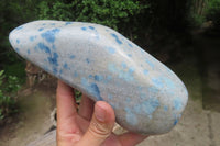 Polished Blue Spinel Spotted Quartz Standing Free Form x 1 From Madagascar