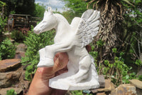 Hand Made White Marble Pegasus Carving x 1 From Zimbabwe