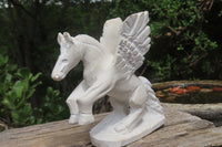 Hand Made White Marble Pegasus Carving x 1 From Zimbabwe