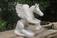 Hand Made White Marble Pegasus Carving x 1 From Zimbabwe