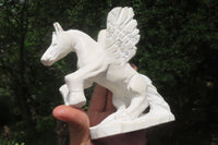 Hand Made White Marble Pegasus Carving x 1 From Zimbabwe