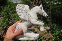 Hand Made White Marble Pegasus Carving x 1 From Zimbabwe