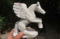 Hand Made White Marble Pegasus Carving x 1 From Zimbabwe