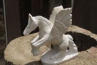 Hand Made White Marble Pegasus Carving x 1 From Zimbabwe