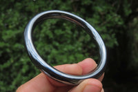 Polished Solid Silver Hematite Gemstone Bangles - Sold Per Item - From China