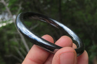 Polished Solid Silver Hematite Gemstone Bangles - Sold Per Item - From China