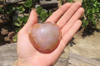 Polished Flower Agate Gemstone Hearts x 6 From Madagascar