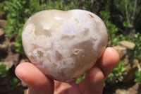 Polished Flower Agate Gemstone Hearts x 6 From Madagascar