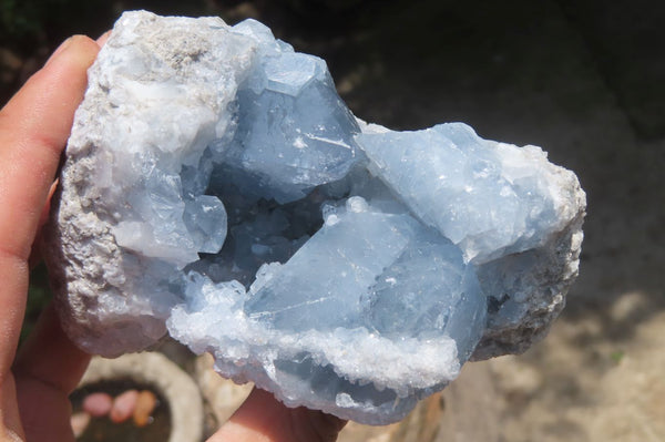 Natural Celestite Geode Specimens x 2 From Sakoany, Madagascar