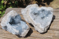 Natural Celestite Geode Specimens x 2 From Sakoany, Madagascar