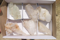 Natural Clear Quartz Crystal Specimens x 6 From Madagascar