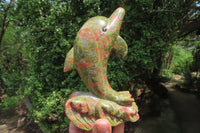 Hand Made Unakite Dolphin Carving x 1 From China