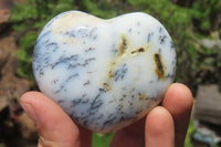 Polished Dendritic Opal Gemstone Hearts x 12 From Moralambo, Madagascar