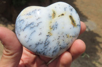 Polished Dendritic Opal Gemstone Hearts x 12 From Moralambo, Madagascar