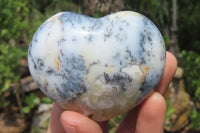 Polished Dendritic Opal Gemstone Hearts x 12 From Moralambo, Madagascar