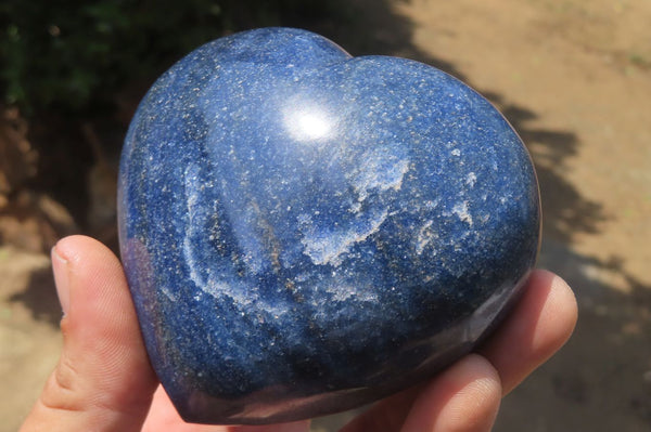 Polished Lazulite Gemstone Hearts x 4 From Madagascar