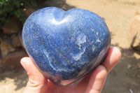 Polished Lazulite Gemstone Hearts x 4 From Madagascar