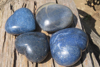 Polished Lazulite Gemstone Hearts x 4 From Madagascar