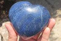 Polished Lazulite Gemstone Hearts x 4 From Madagascar