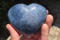 Polished Lazulite Gemstone Hearts x 4 From Madagascar