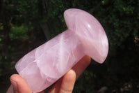 Polished Rose Quartz Mushroom Carvings x 2 From Madagascar