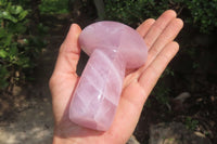 Polished Rose Quartz Mushroom Carvings x 2 From Madagascar