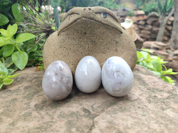 Polished Mini White Ocean Jasper Eggs x 15 From Madagascar