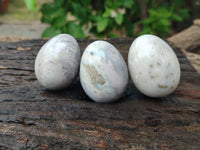 Polished Mini White Ocean Jasper Eggs x 15 From Madagascar