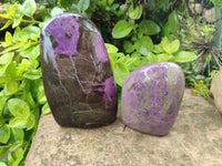 Polished Stichtite and Serpentine Standing Free Forms x 2 From Barberton, South Africa