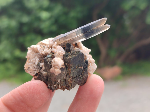 Natural Aegirine with Orthoclase and Smokey Quartz Clusters x 8 From Zomba, Malawi