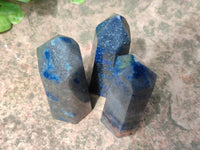 Polished Blue Spotted Spinel Quartz Points x 4 From Madagascar