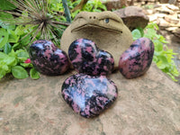 Polished Rhodonite Hearts x 4 From Ambindavato, Madagascar