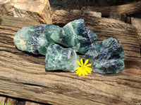 Natural Watermelon Fluorite Cobbed Specimens x 4 From Uis, Namibia