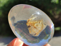 Polished XX Rare 1980's Rutile Quartz In Resin Egg - Sold Per Item - From Brazil