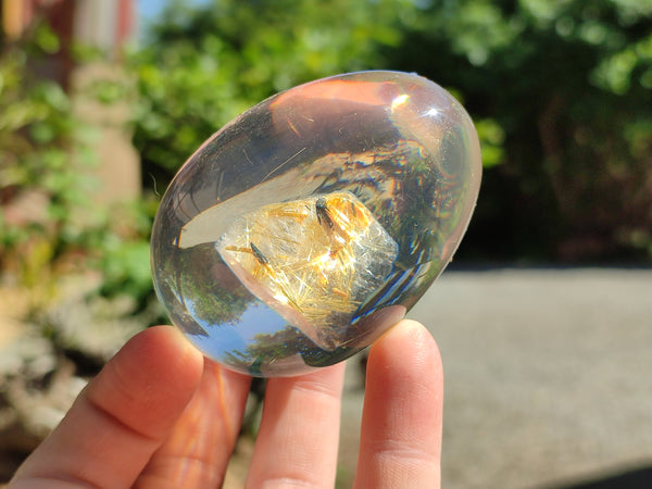 Polished Extra Rare 1980's Rutile Quartz In Resin Egg - Sold Per Item - From Brazil