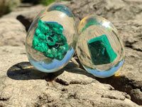 Polished Malachite In Resin Egg - Sold Per Item - From Congo